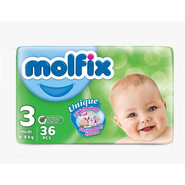 Molfix Diaper,Size 3, Midi, 49Kg, 36Pcs,Twin Pack